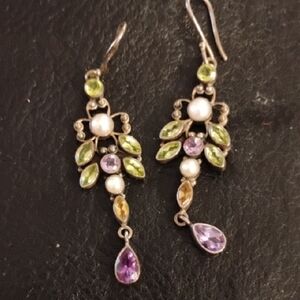 Elegant Silver and Purple Drop Earrings